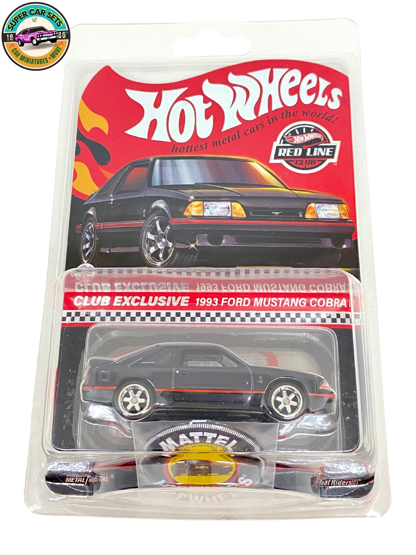 Hot Wheels RLC ’93 Ford Cobra R (including an embroidered patch and a glossy pin)