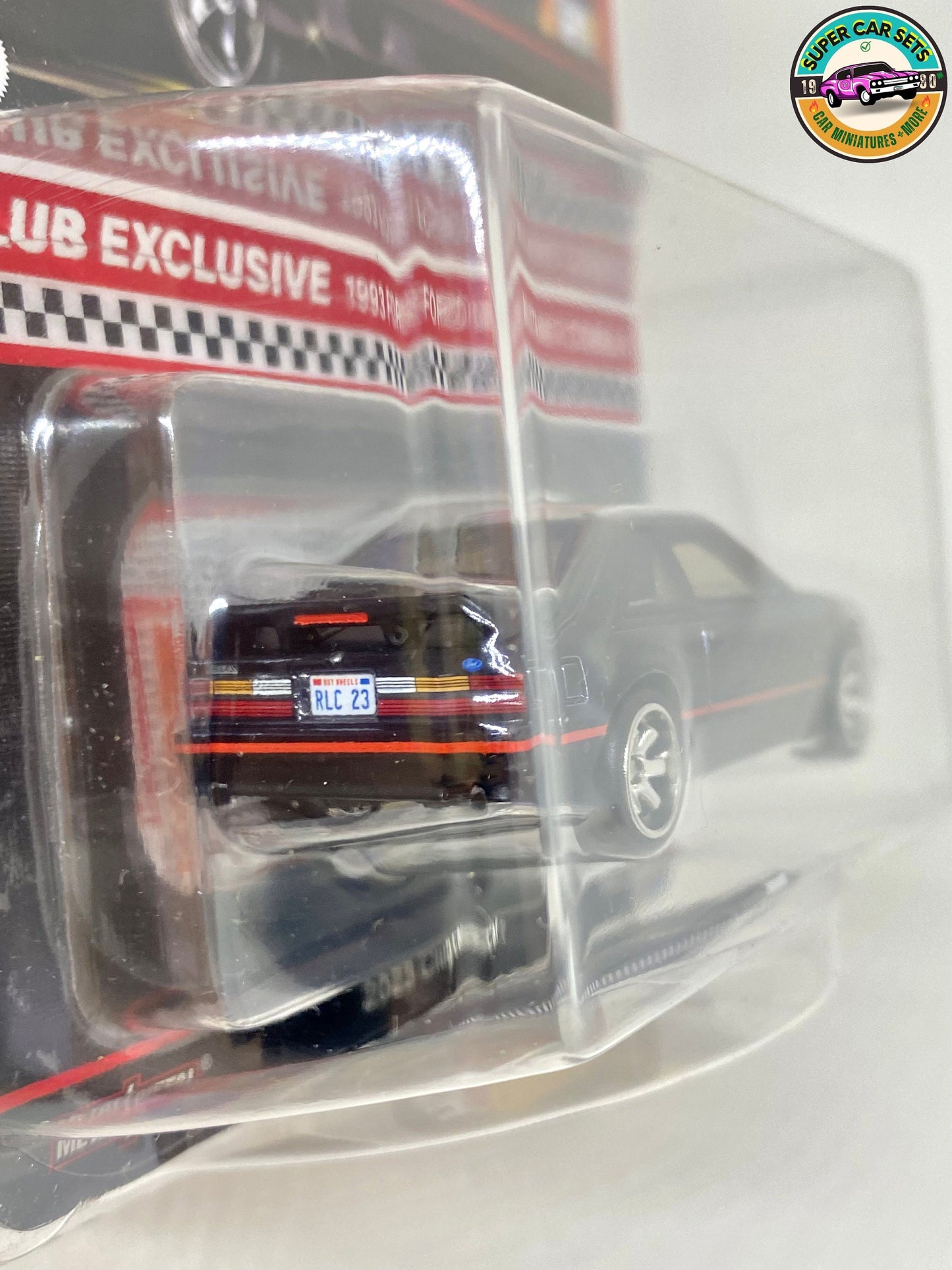 Hot Wheels RLC ’93 Ford Cobra R (including an embroidered patch and a glossy pin)