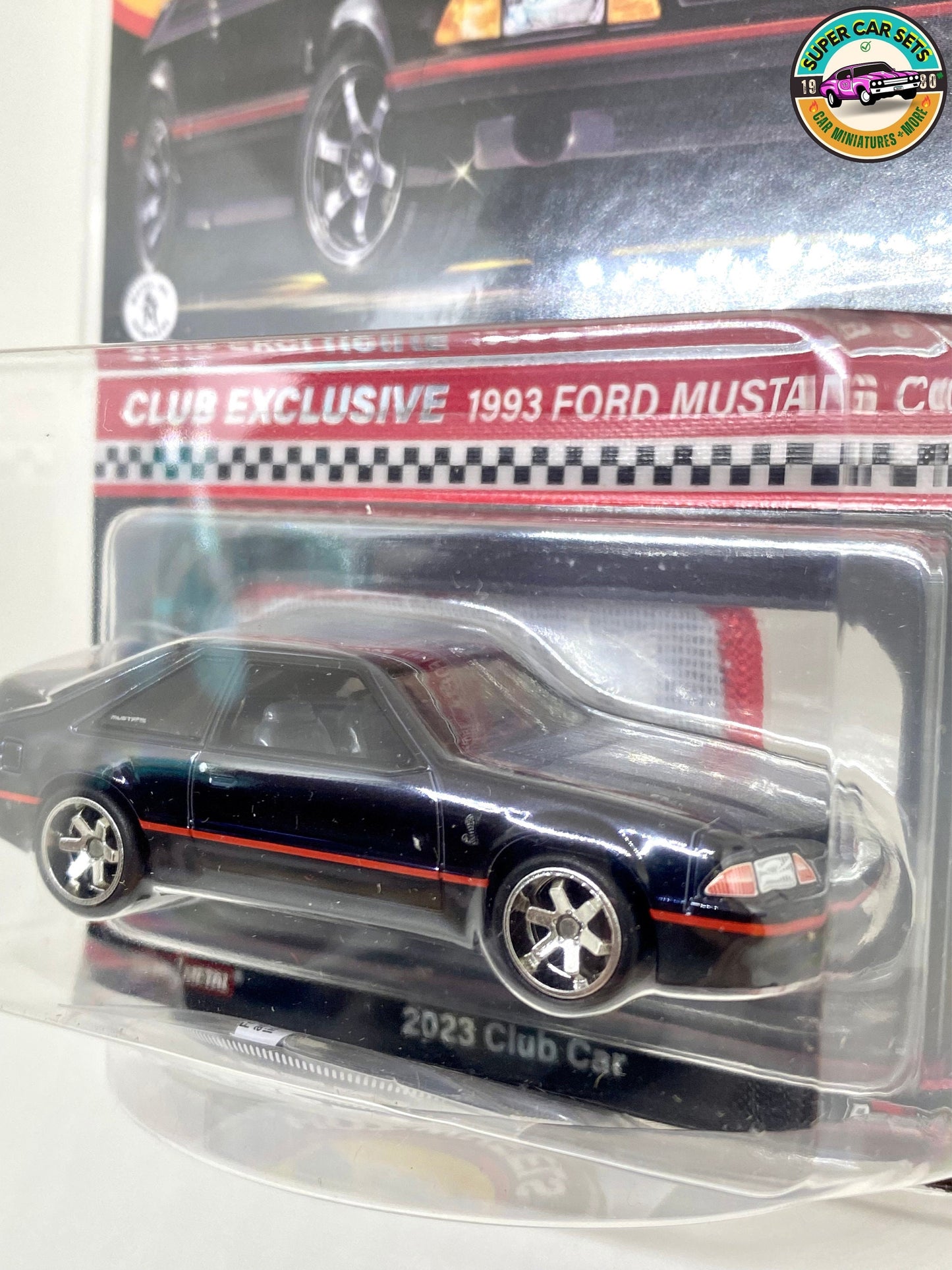 Hot Wheels RLC ’93 Ford Cobra R (including an embroidered patch and a glossy pin)