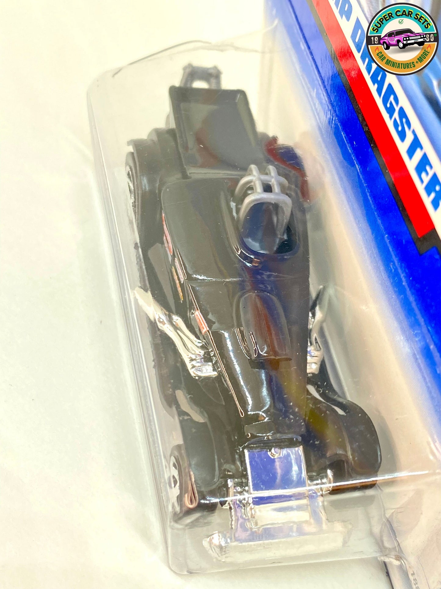 Hot Wheels (VINTAGE) – Super Comp Dragster (schwarze Farbe) (22/40) (Markteinführung 2000) (Verpackung mit einem kleinen Riss)