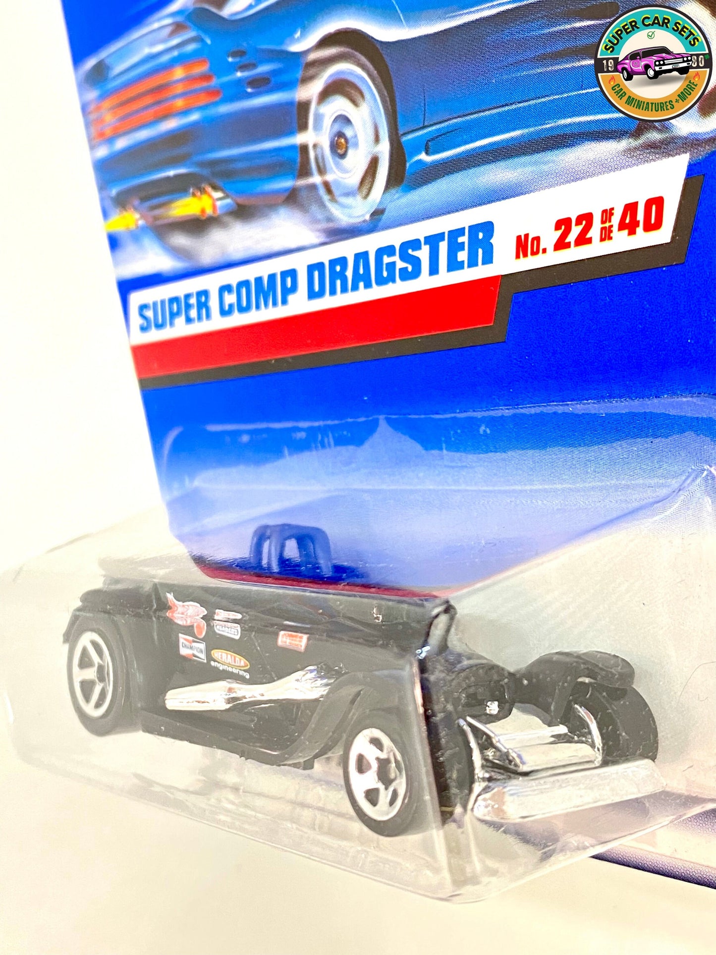 Hot Wheels (VINTAGE) - Super Comp Dragster (couleur noire) (22/40) (Année de lancement 2000) (paquet avec une petite fissure)