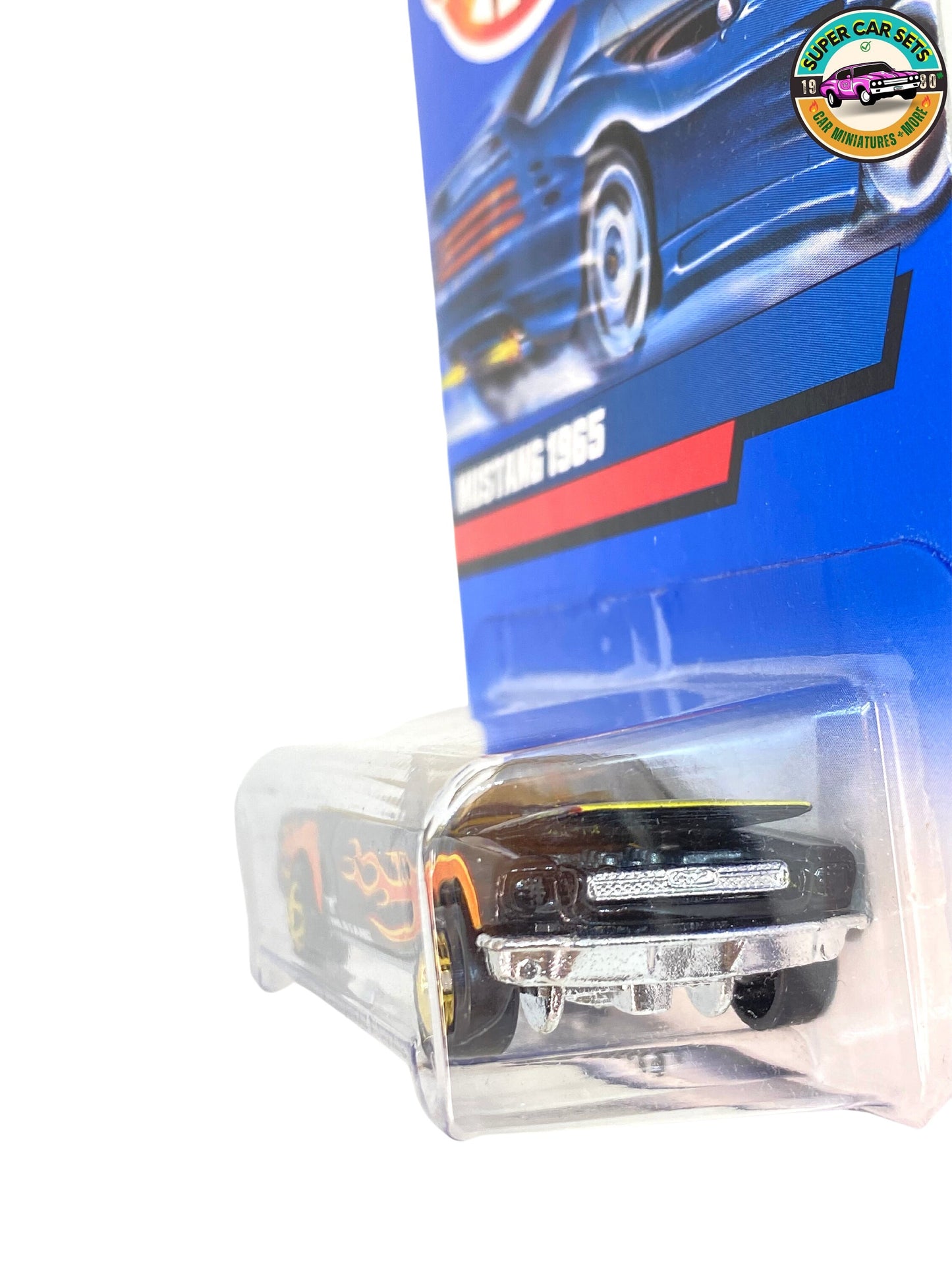 Hot Wheels - (VINTAGE) - Mustang 1965 - Convertible (with opening hood) (black colour with flames) (#24065) (Year launched 1999)