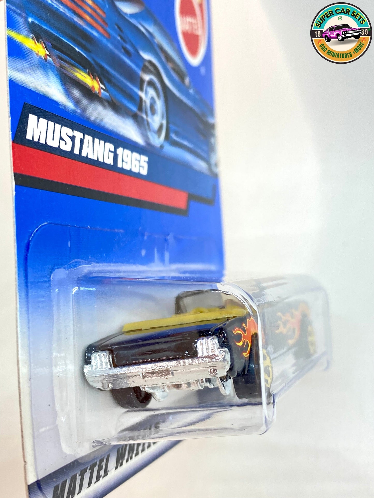 Hot Wheels - (VINTAGE) - Mustang 1965 - Convertible (with opening hood) (black colour with flames) (#24065) (Year launched 1999)