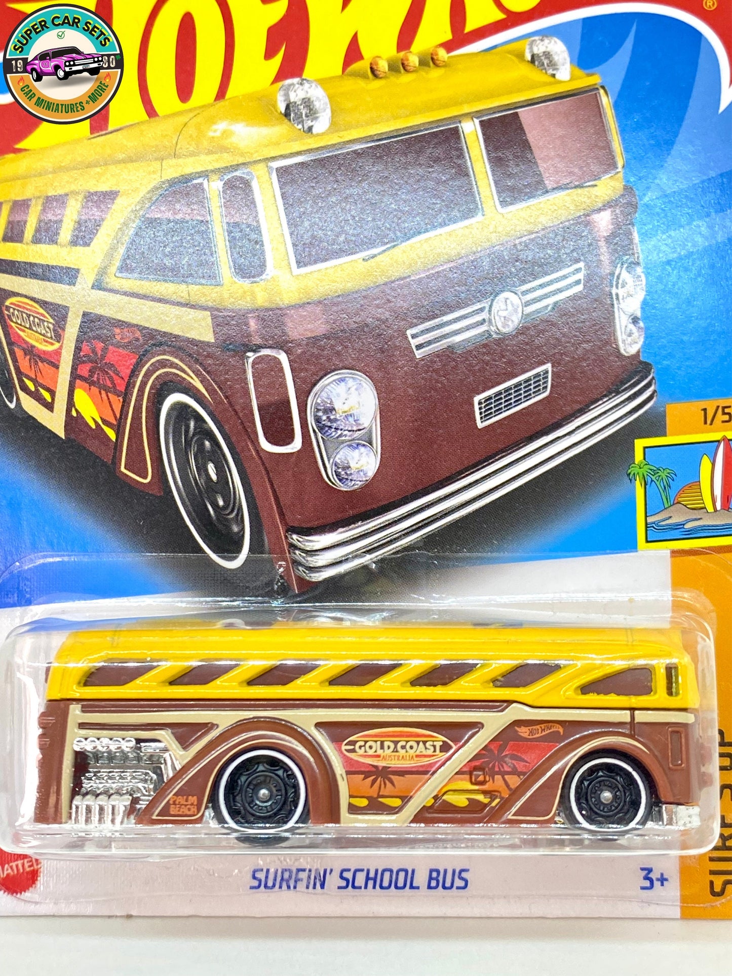 Hot Wheels - Surf's Up - (1/5) - Surfin' School Bus (gelbe und braune Farbe)