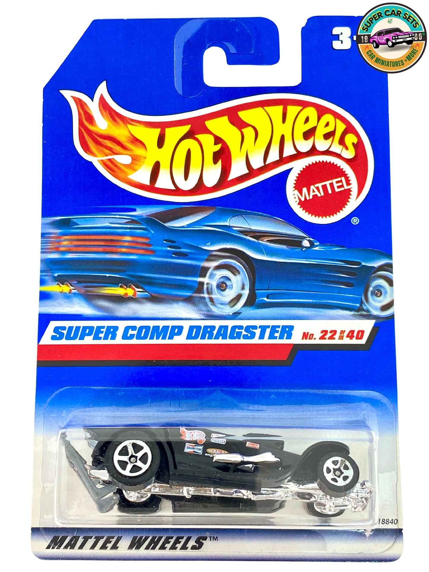 Hot Wheels (VINTAGE) - Super Comp Dragster (couleur noire) (22/40) (Année de lancement 2000) (paquet avec une petite fissure)