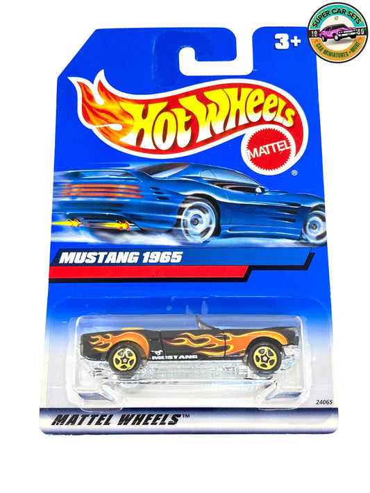 Hot Wheels - (VINTAGE) - Mustang 1965 - Convertible (with opening hood) (black colour with flames) (#24065) (Year launched 1999)