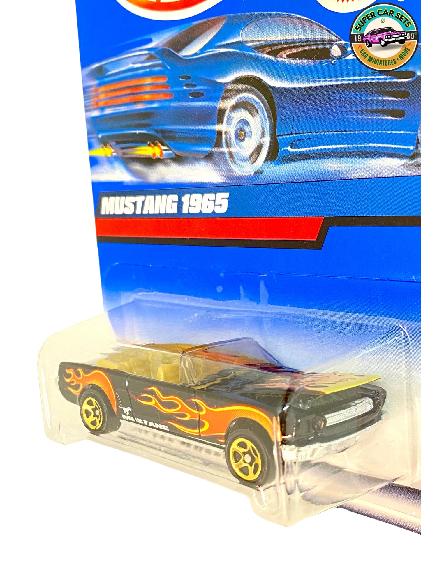 Hot Wheels - (VINTAGE) - Mustang 1965 - Convertible (with opening hood) (black colour with flames) (#24065) (Year launched 1999)