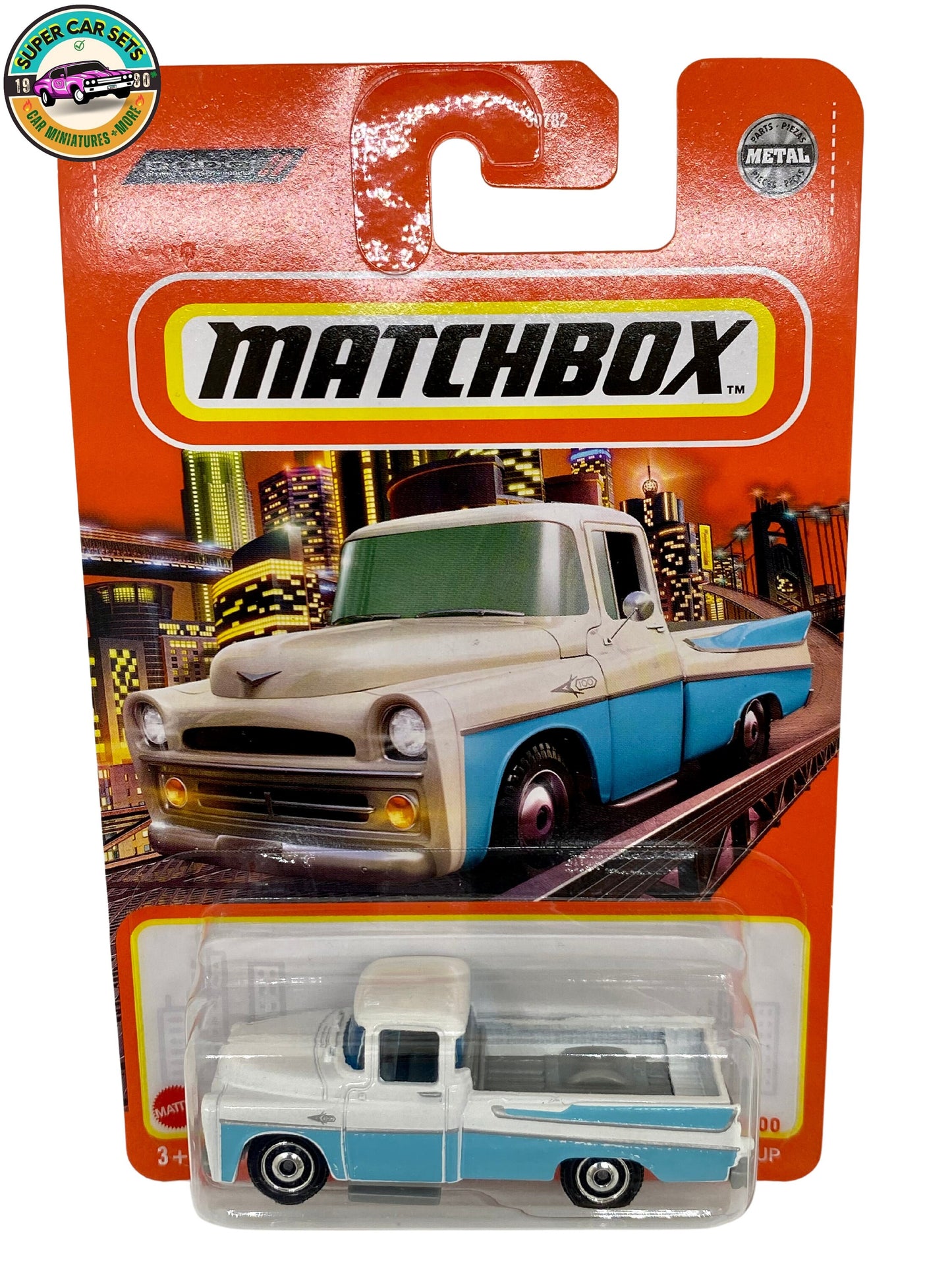 Matchbox - Dodge Sweptside Pickup (couleur bleu clair et blanc)