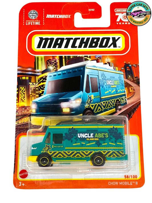 Matchbox - Chow Mobile II - Uncle Abe's Island BBQ (58/100) (parfait état du véhicule, mais blister avec petite fissure)