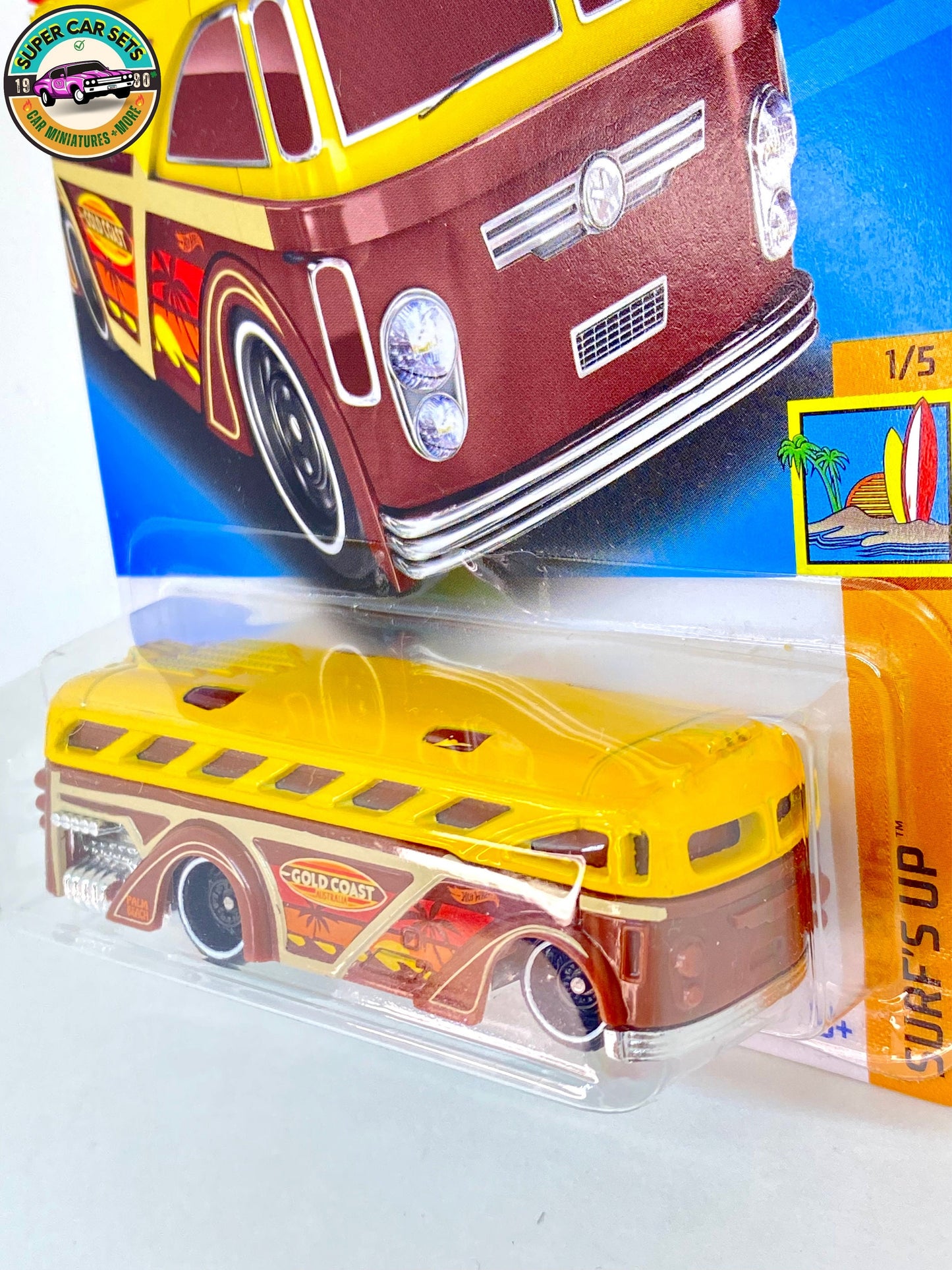 Hot Wheels - Surf’s Up - (1/5) - Surfin’ School Bus (yellow and brown colour)