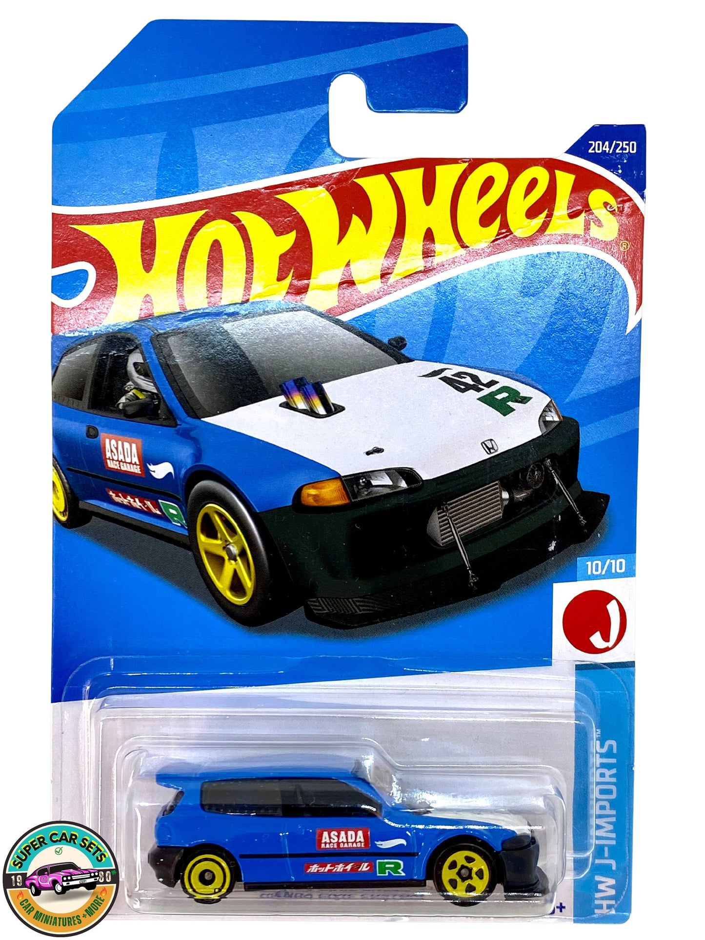 HW J-Imports - (10/10) (204/250) - Honda Civic Custom (couleur bleue) - Hot Wheels