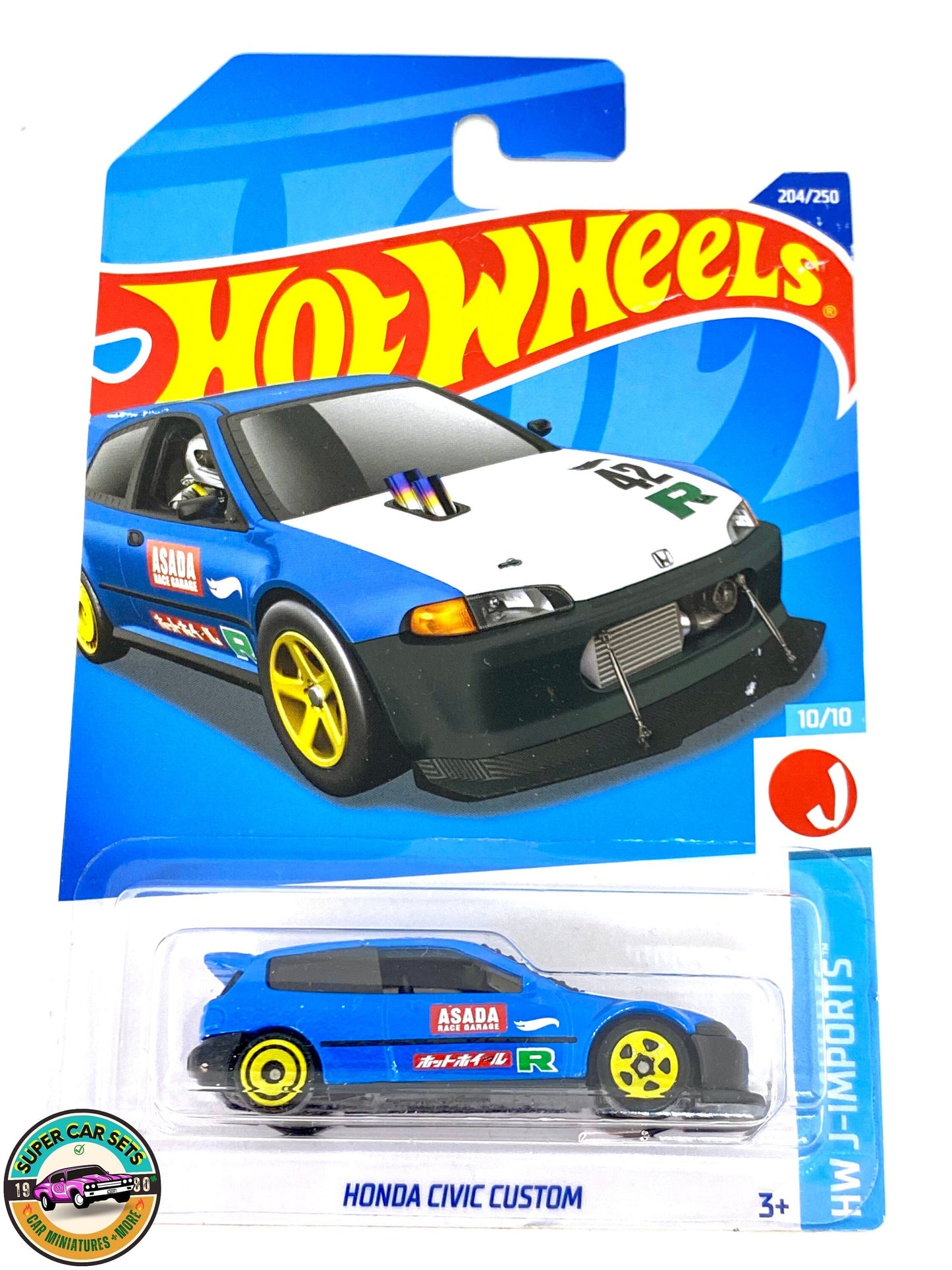 HW J-Imports – (10/10) (204/250) – Honda Civic Custom (blaue Farbe) – Hot Wheels