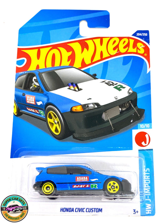 HW J-Imports - (10/10) (204/250) - Honda Civic Custom (couleur bleue) - Hot Wheels