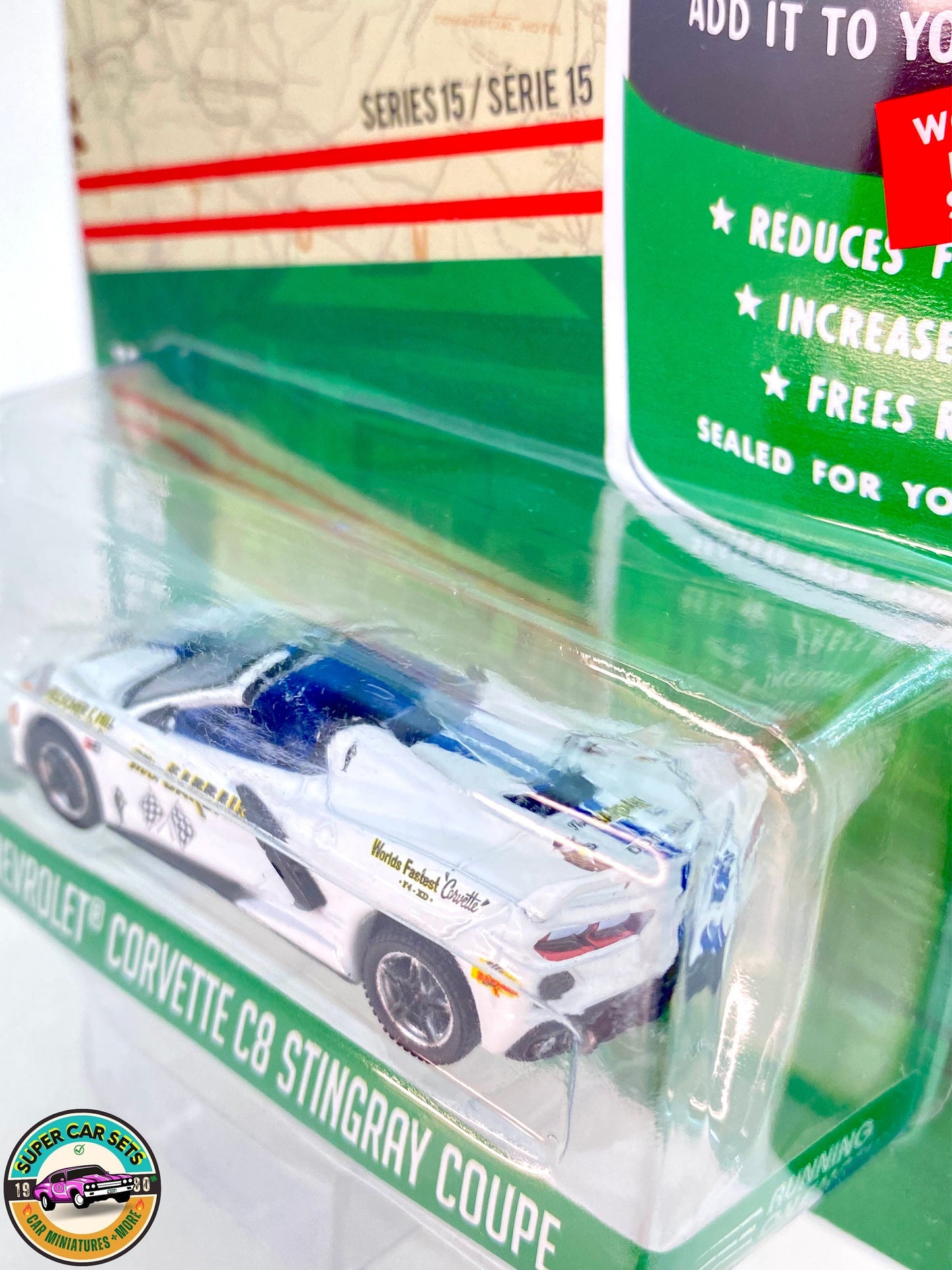 Bardahl 2022 Chevrolet Corvette C8 Stingray Coupe (white colour) - Running on Empty Serie 15 - made by Greenlight Collectibles