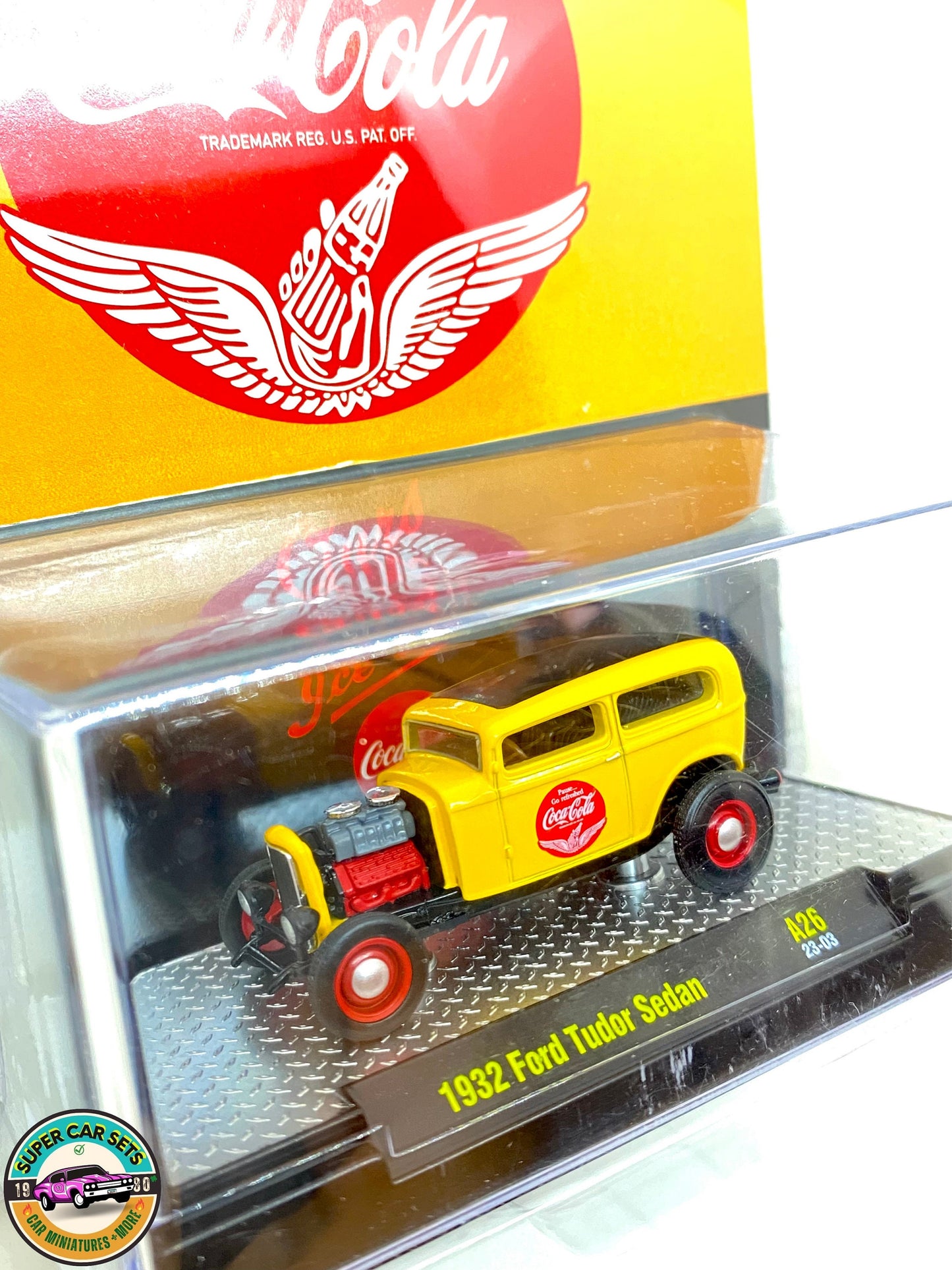 Coca-cola - 1932 Ford Tudor Sedan (yellow and red colour) by M2 Machines