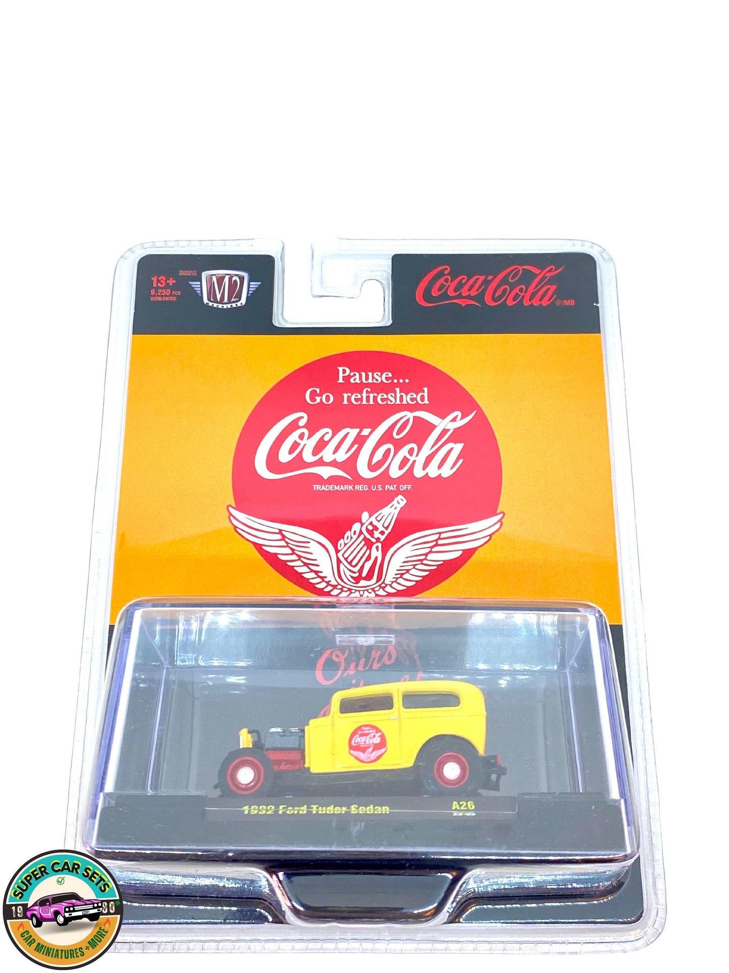 Coca-cola - Berline Ford Tudor 1932 (couleur jaune et rouge) par M2 Machines